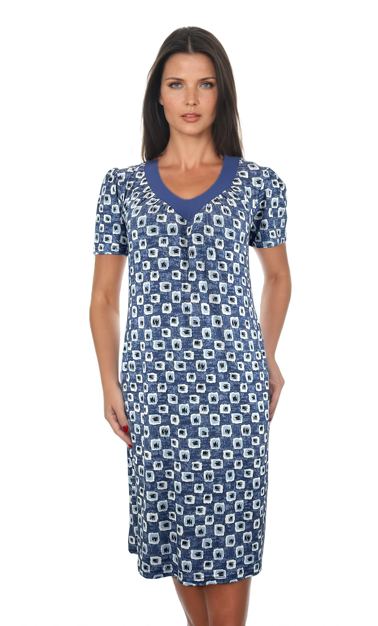 Robe pour femme à manches courtes et décolleté pointu