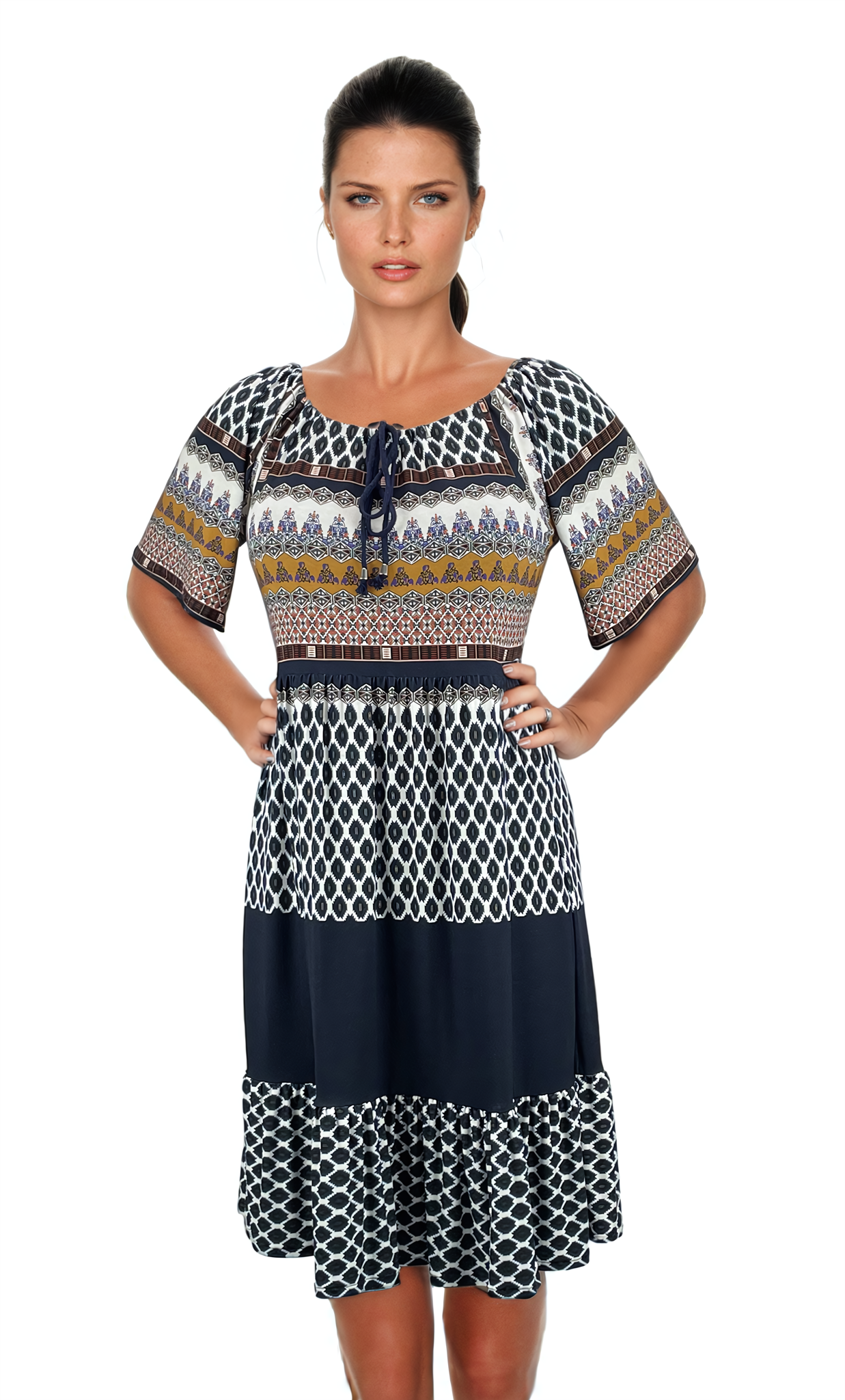 Robe pour femme à manches courtes et col rond