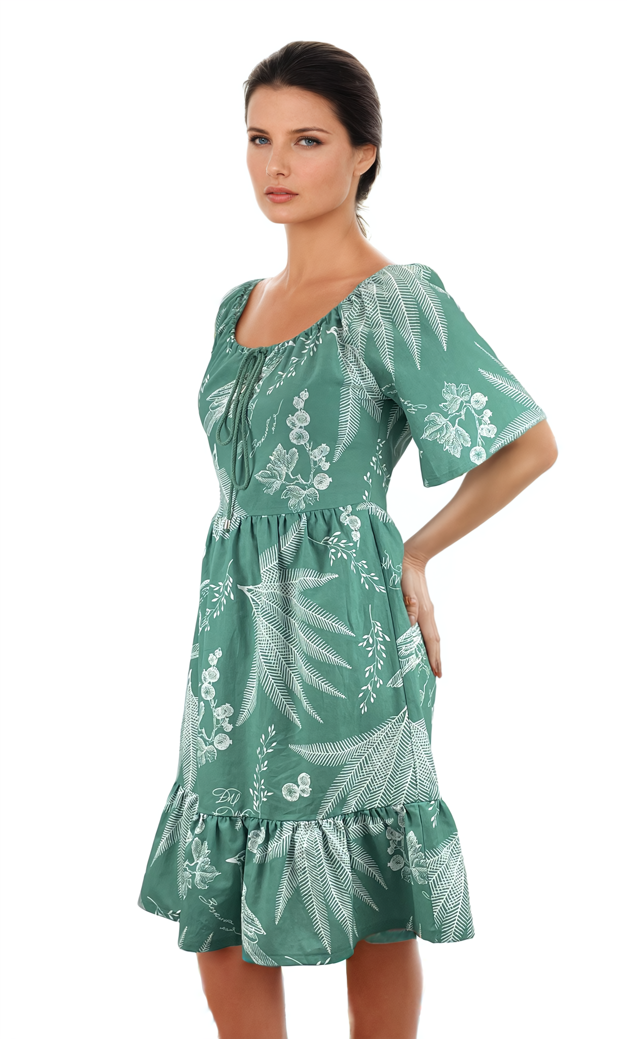 Ruffled High Neck Contrast Side Tie Top