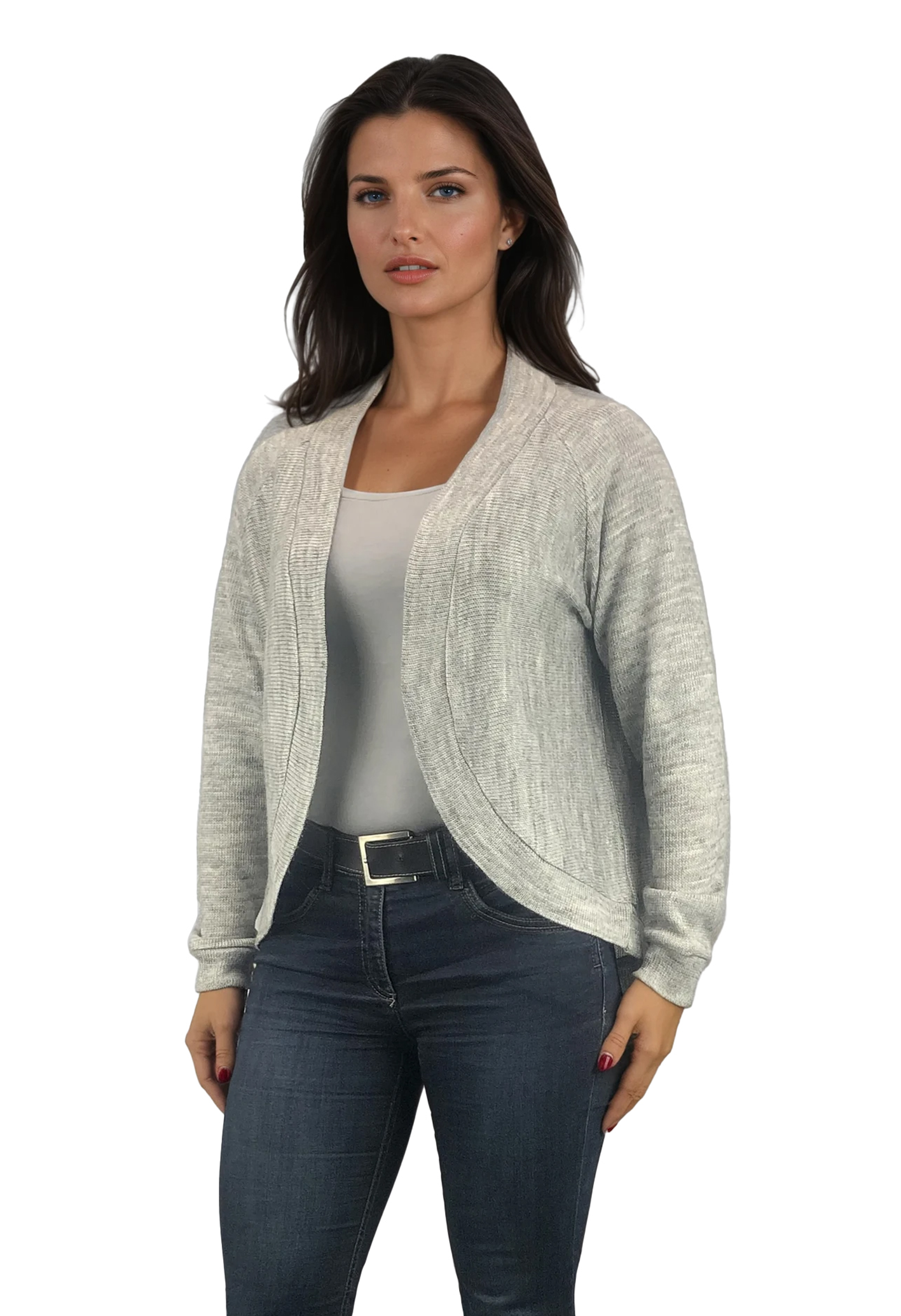 Gilet long à manches longues pour femme, sans boutons