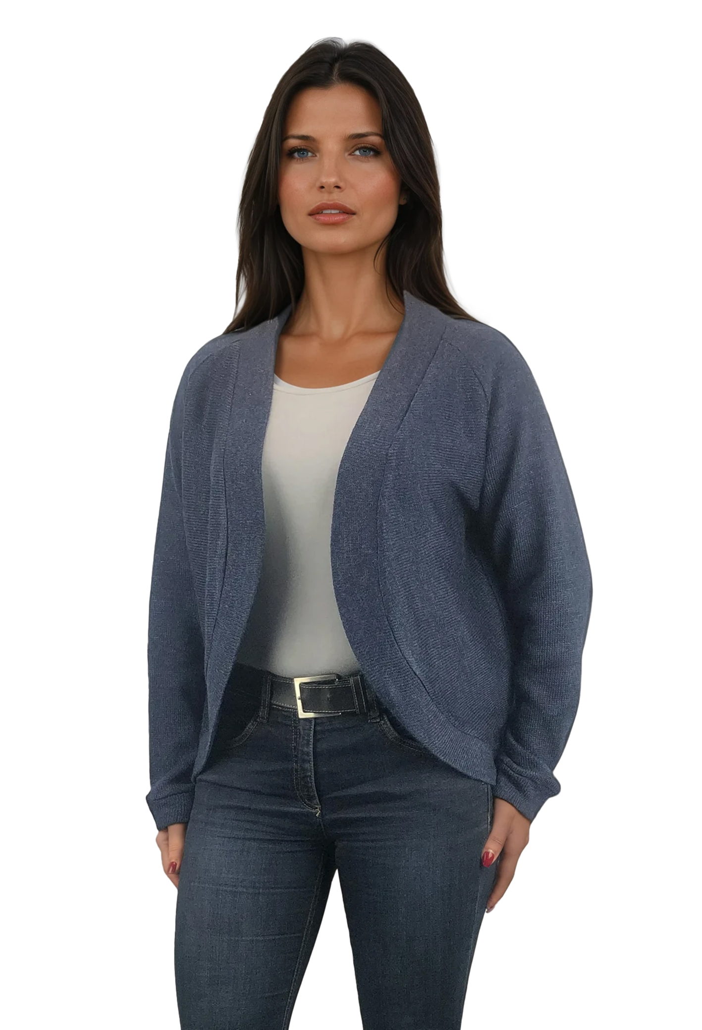 Gilet long à manches longues pour femme, sans boutons